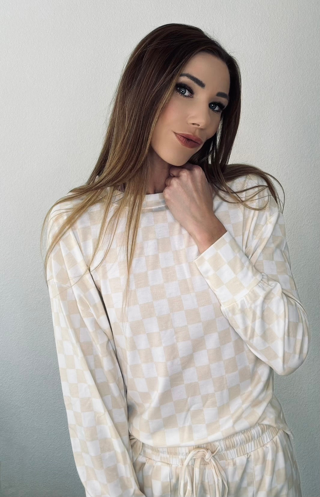 Checker Top and Pants Lounge Set