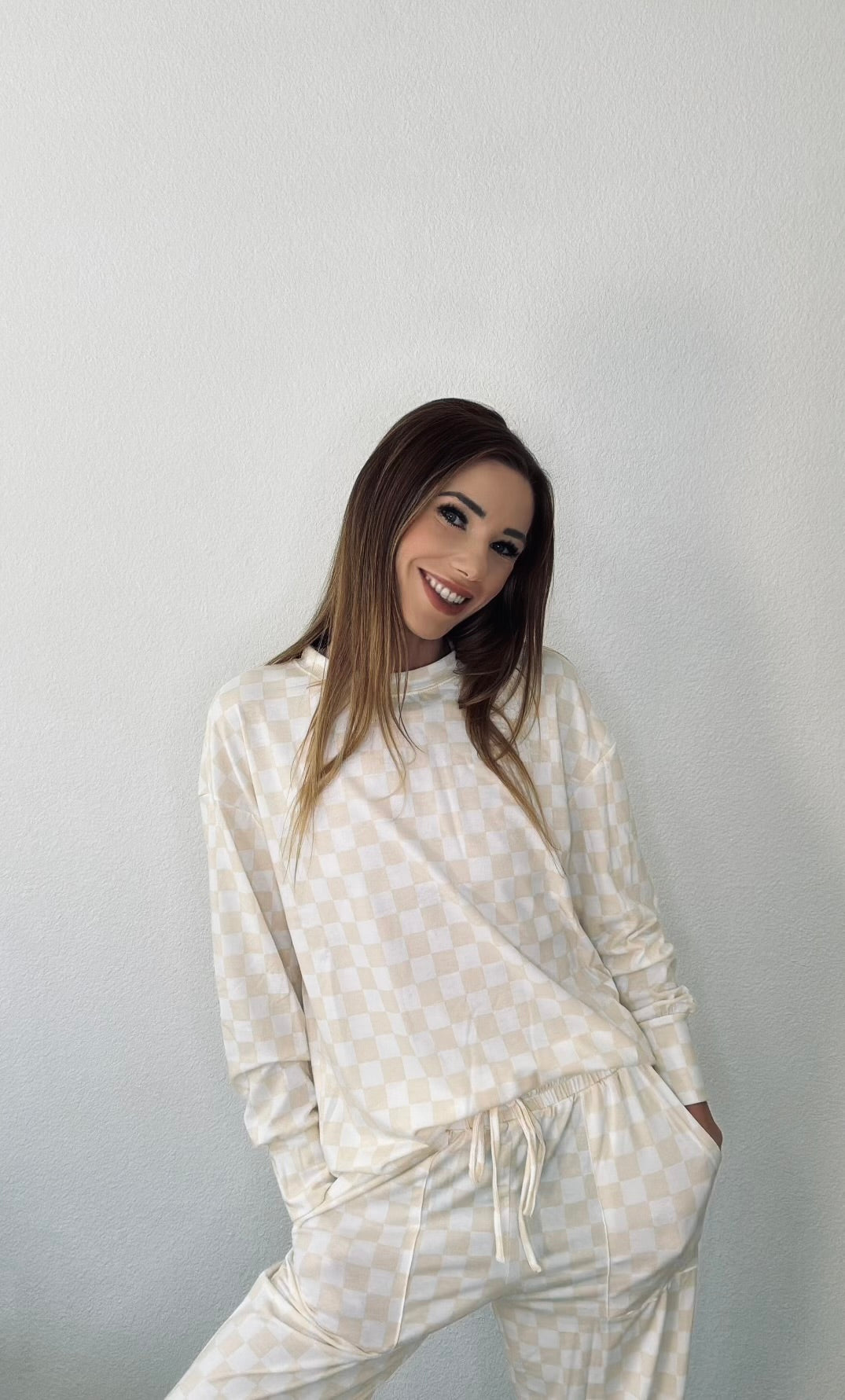 Checker Top and Pants Lounge Set