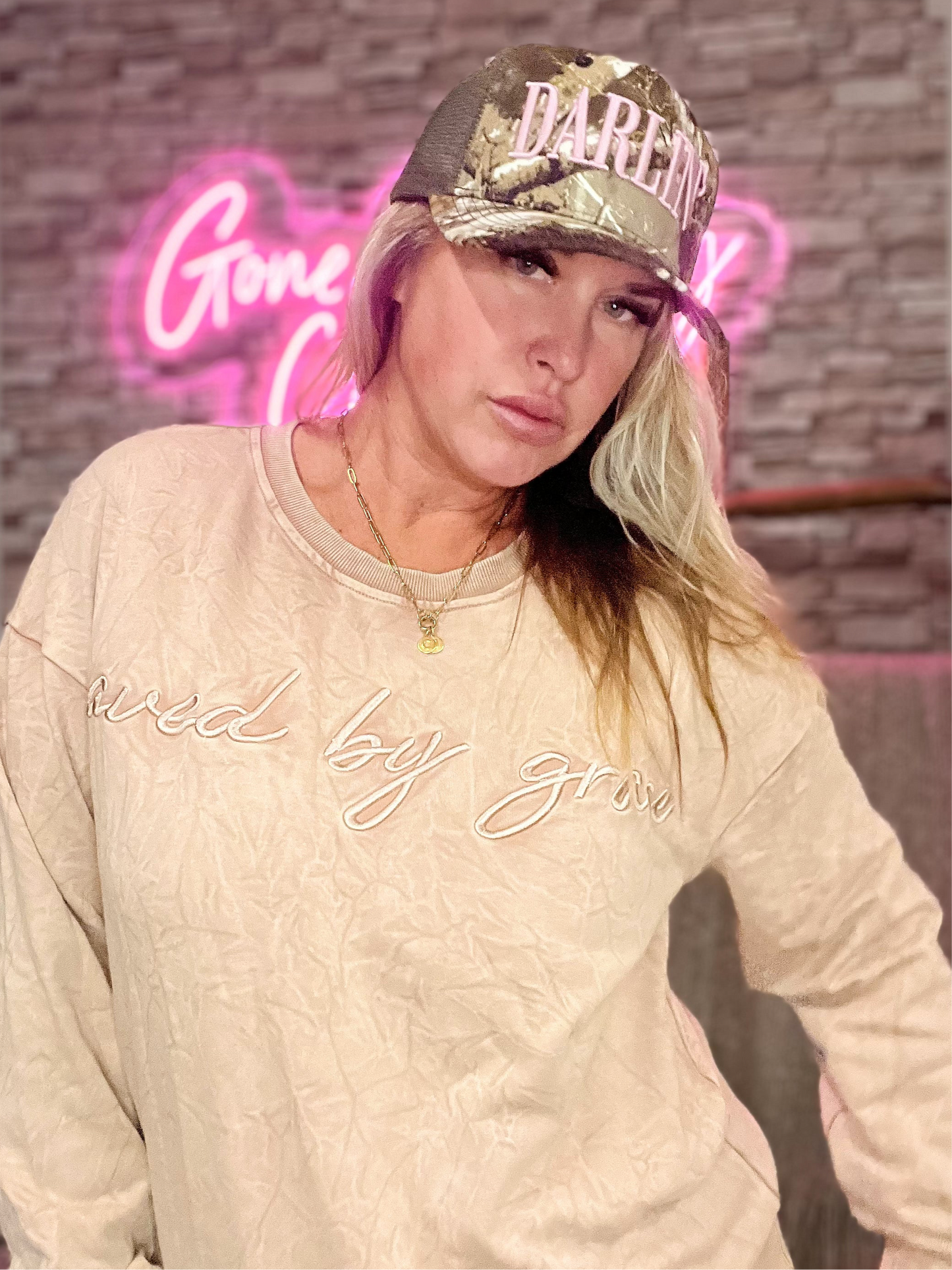 Saved by grace Embroidery Mineral Wash Sweatshirt