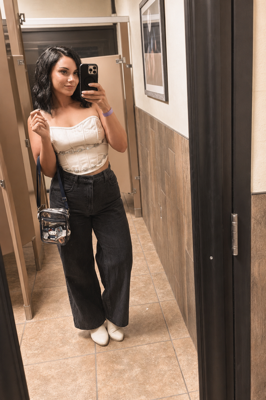 Western Leather Strapless Corset Top
