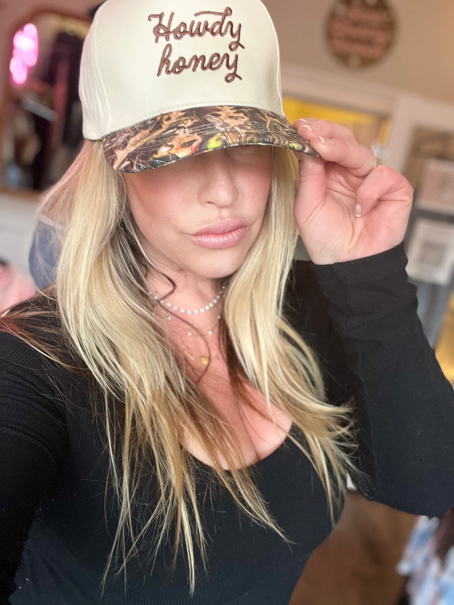 Howdy Honey Embroidery Camo Trucker Hat