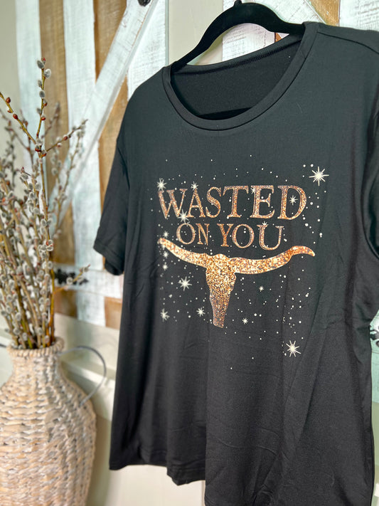 Wasted on you Graphic Tee Black
