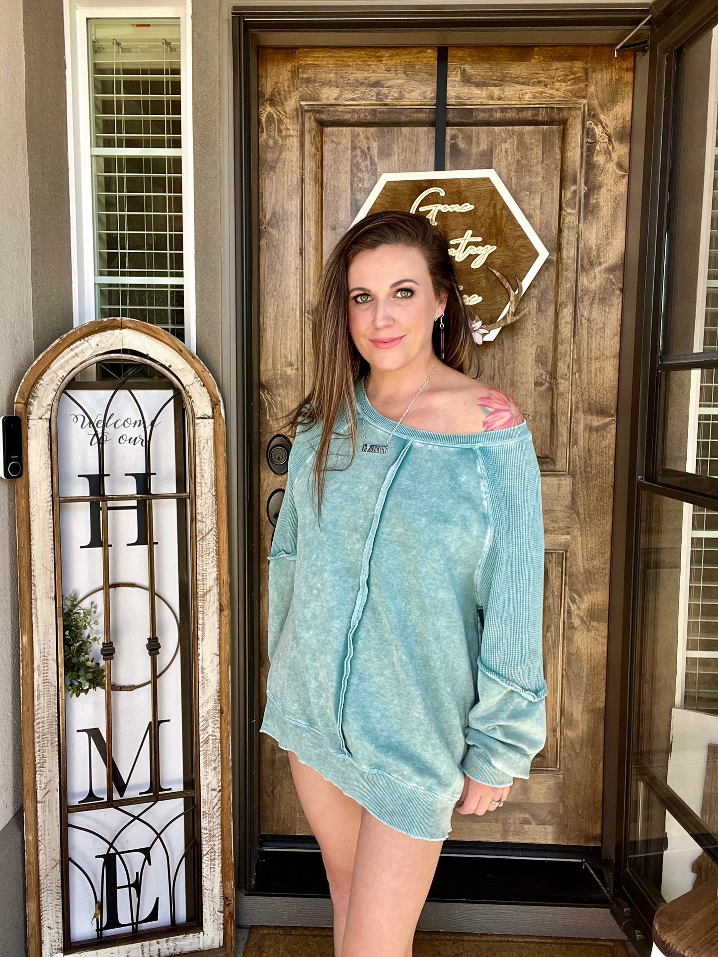 Meadow Mist Waffle Knit Pullover