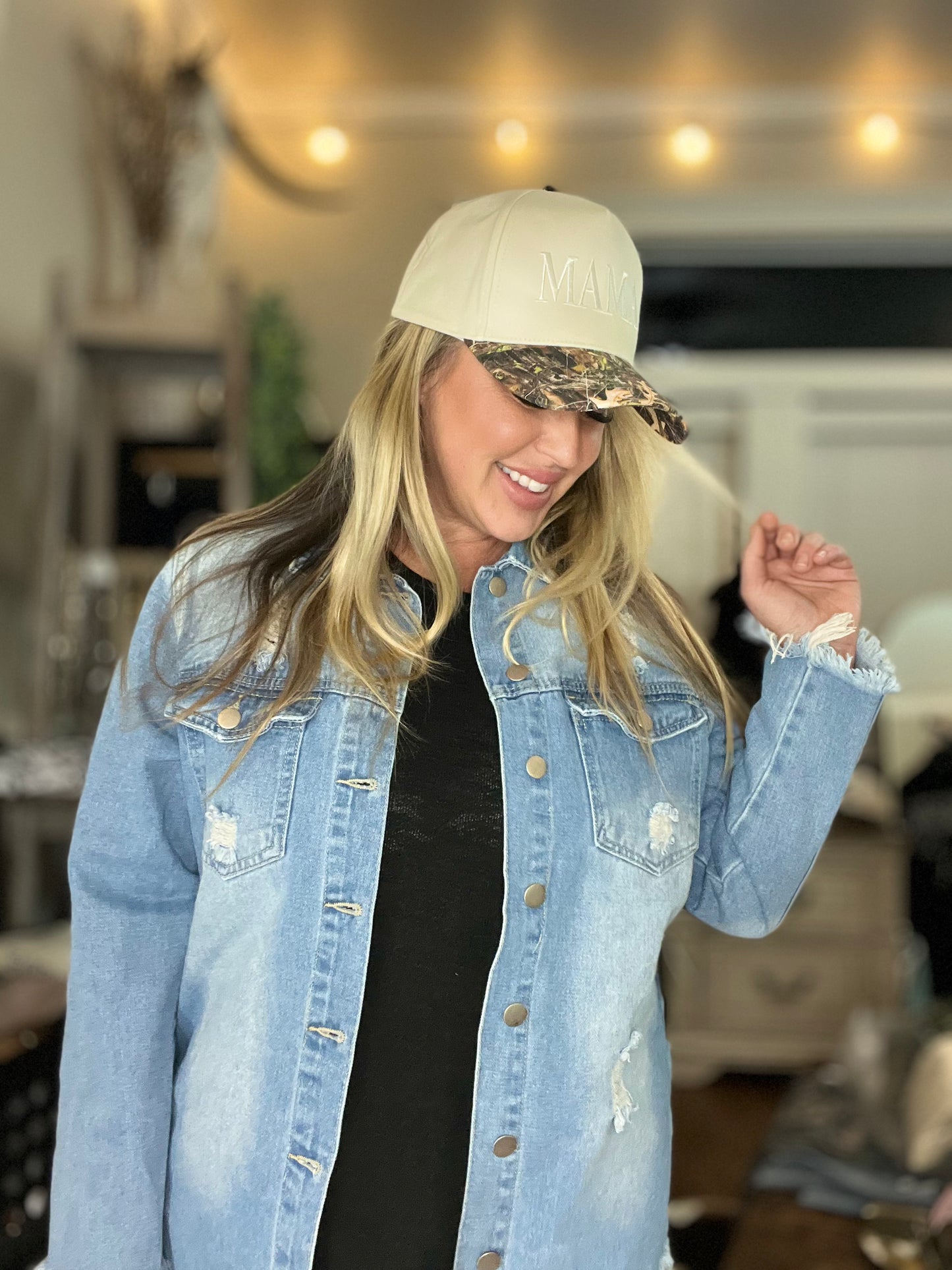 DISTRESSED DENIM SHIRT STYLE JACKET