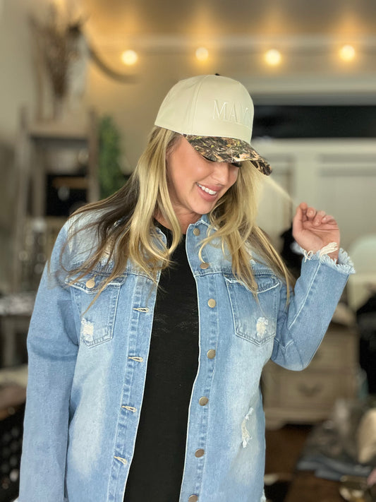 DISTRESSED DENIM SHIRT STYLE JACKET