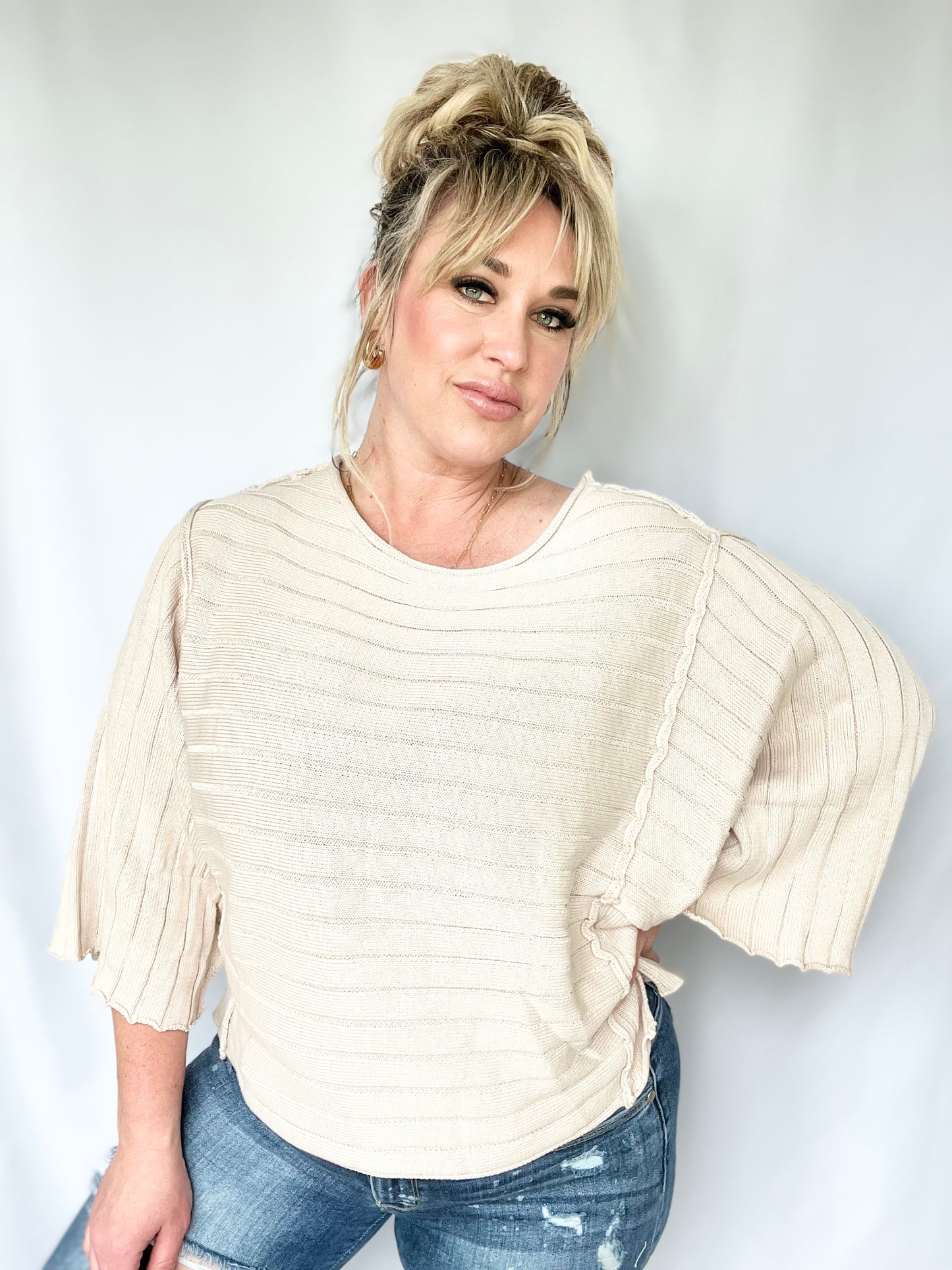Ribbed Knit Pullover Sweater
