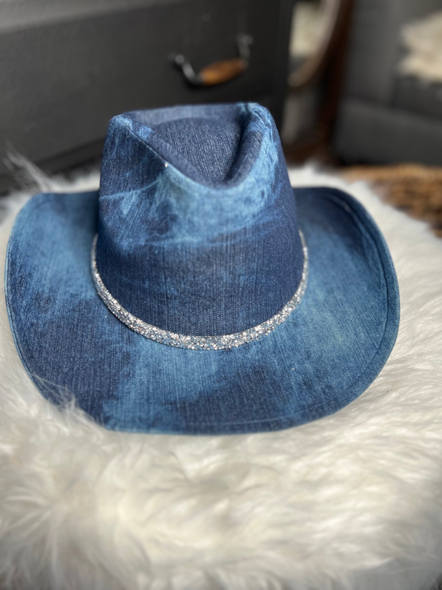 Rhinestone Denim Cowboy Hat