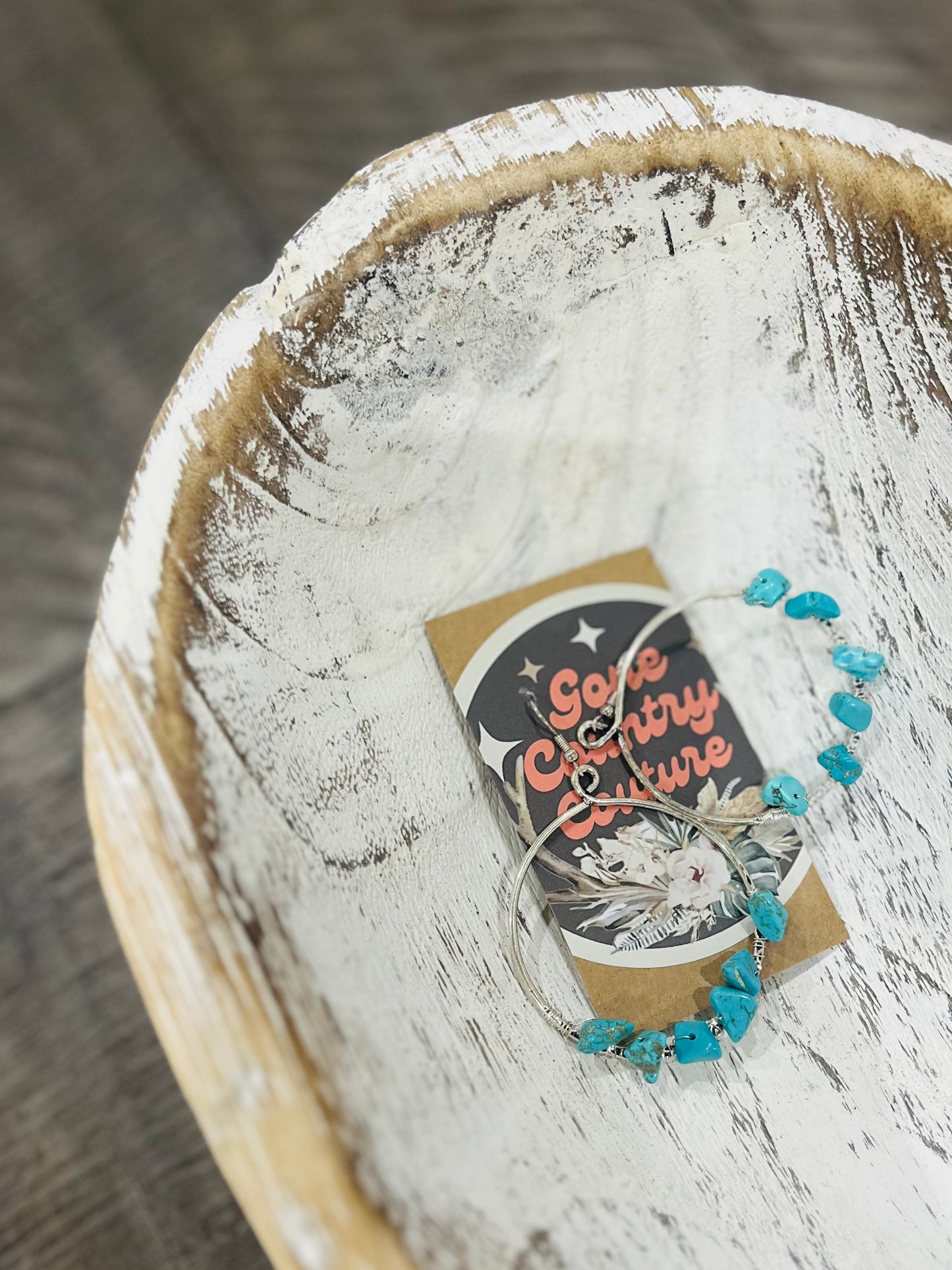 Turquoise Stone Hoop Western Earrings