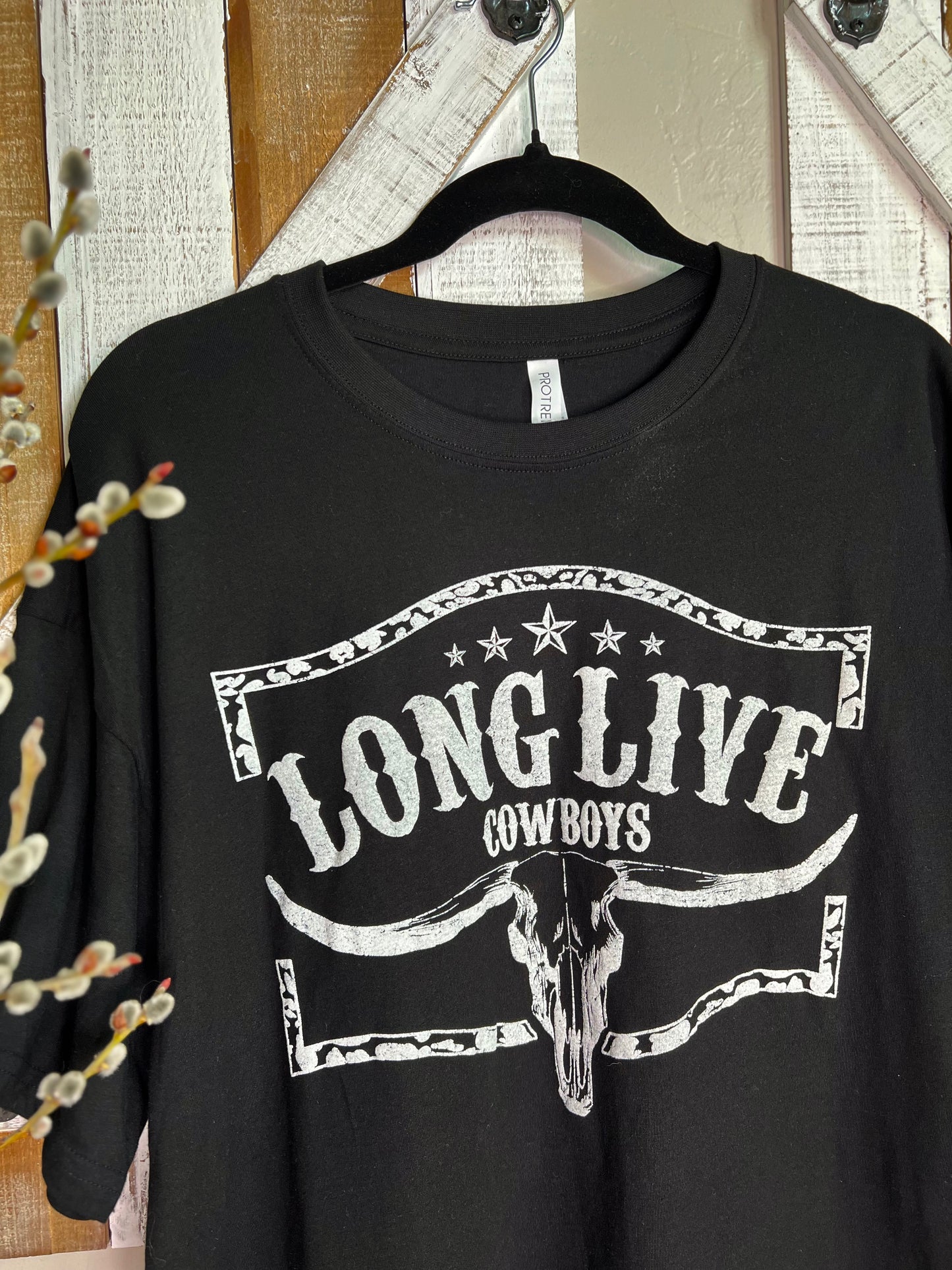Long Live Cowboys Crop Graphic Tee