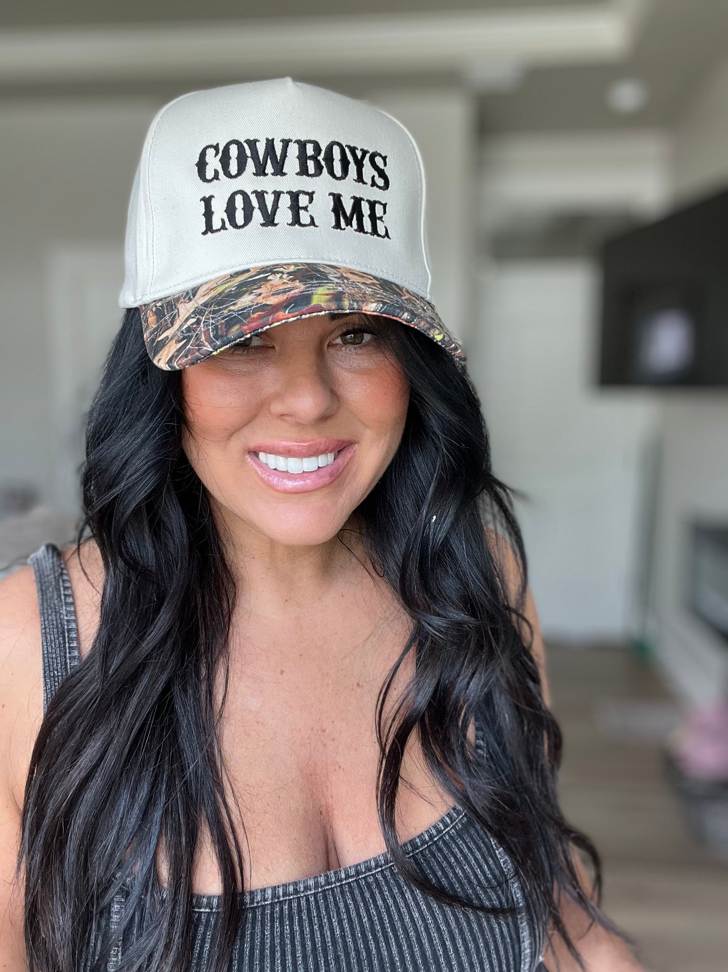Cowboys Love Me Embroidery Camo Cap