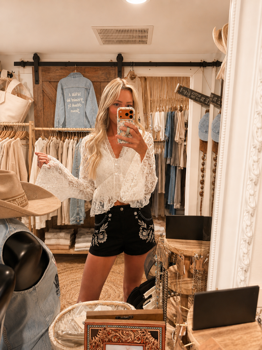 Prairie Angel Peplum Lace Blouse