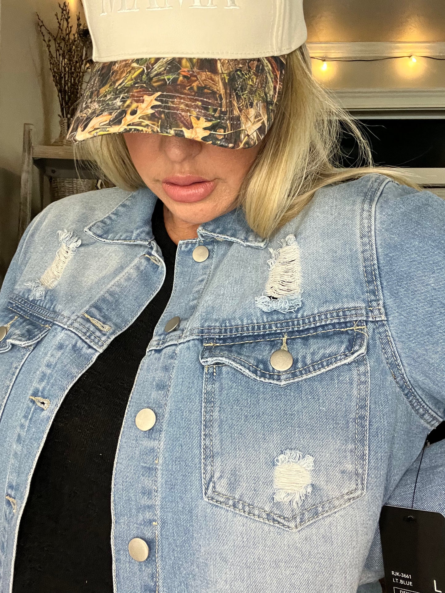 DISTRESSED DENIM SHIRT STYLE JACKET