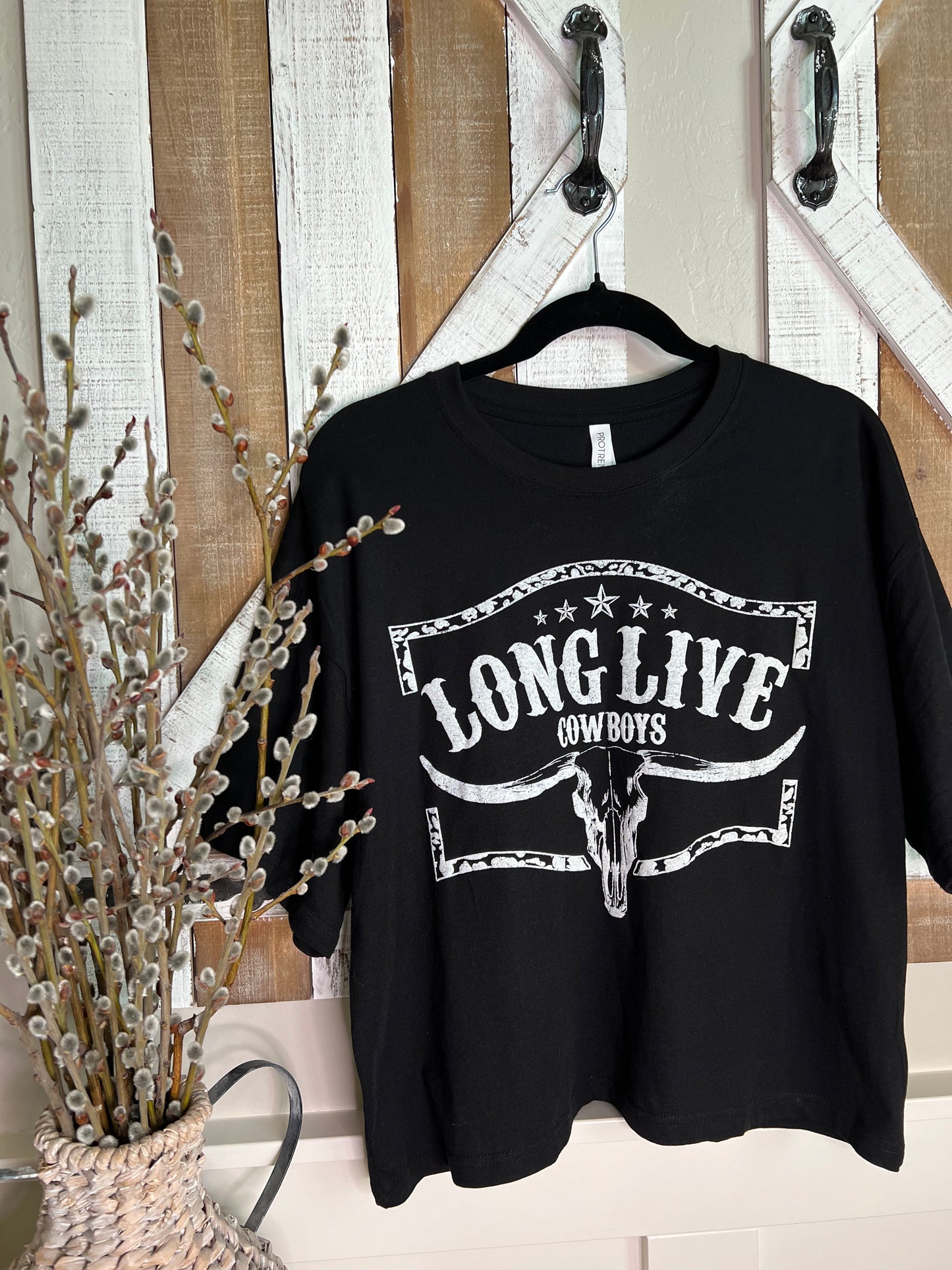 Long Live Cowboys Crop Graphic Tee