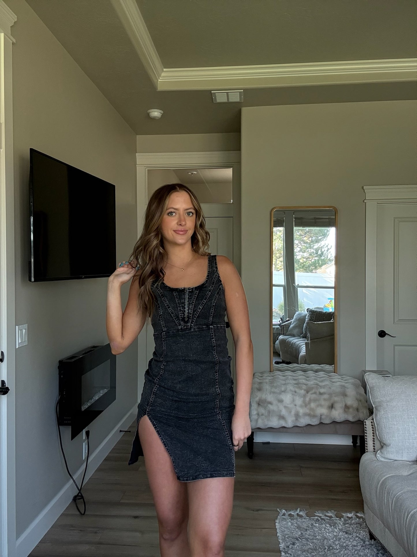 Lexi Slim Split Denim Dress