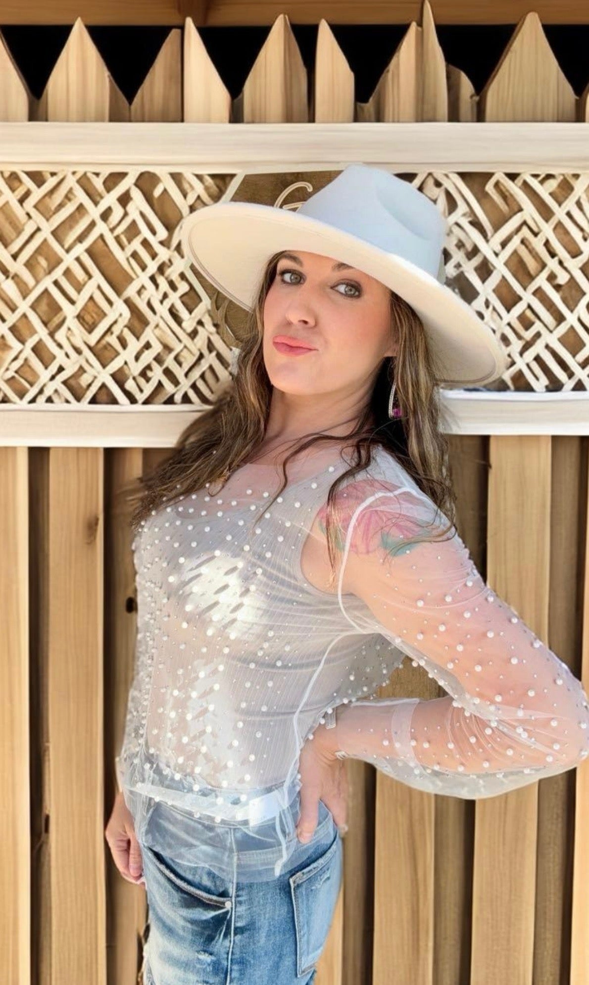 Pearl Mesh Layering Top