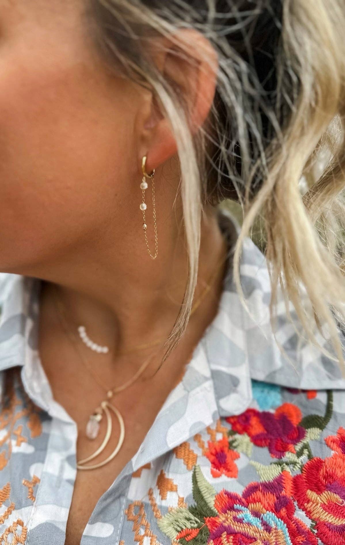 DIAMOND CASCADE HOOP EARRING