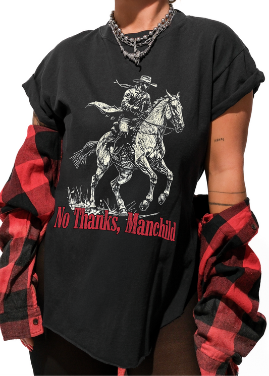 NO THANKS, MANCHILD SIDE SLIT TEE *PRE-ORDER NOW*