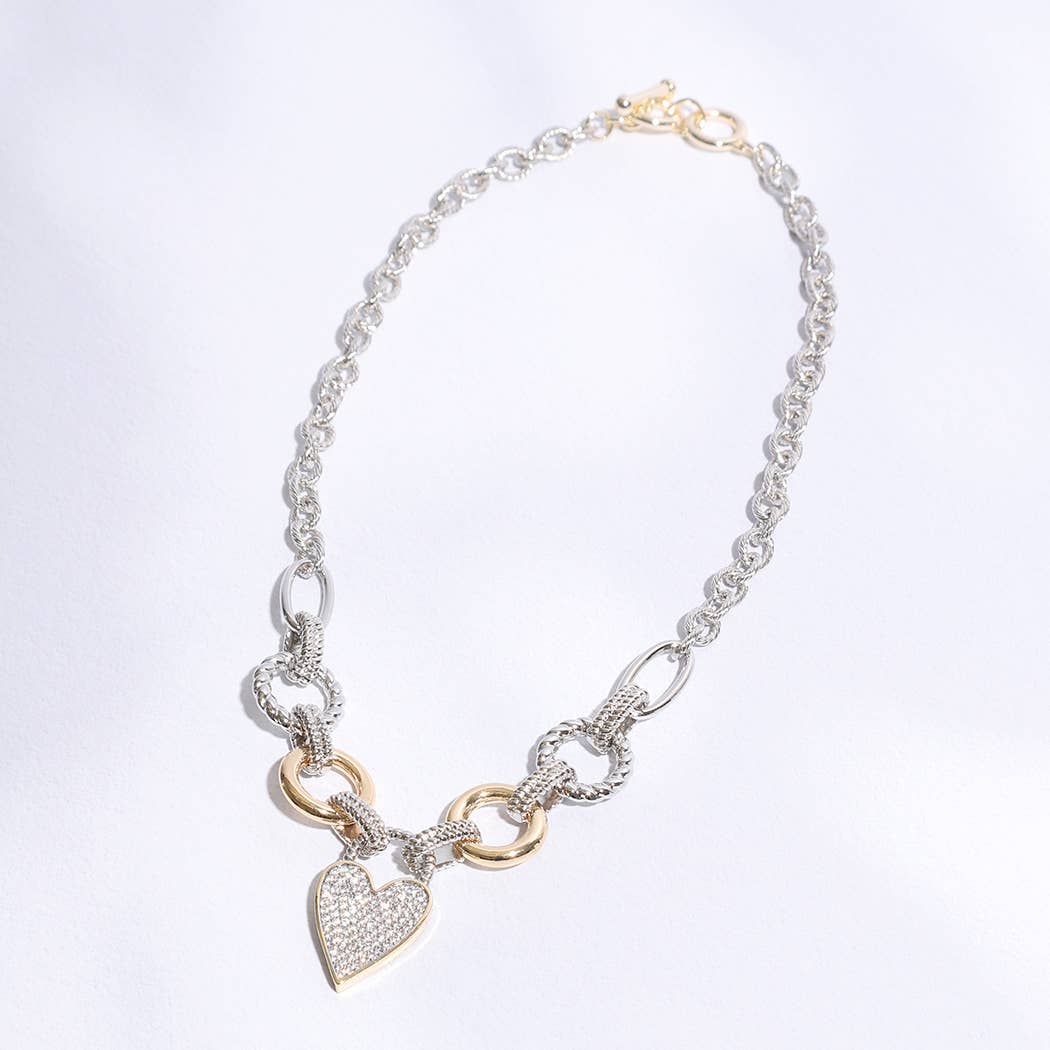 Peyton Heart Charm Link Chain Necklace