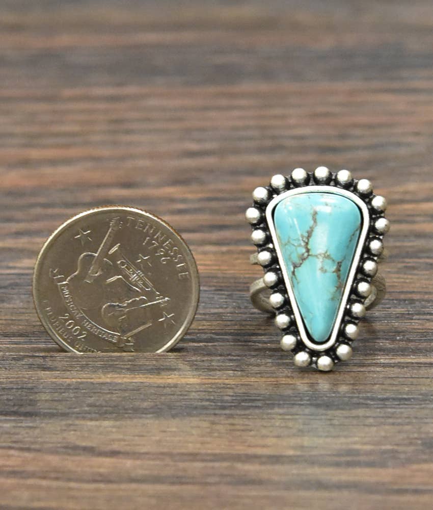 Long Turquoise Adjustable Ring