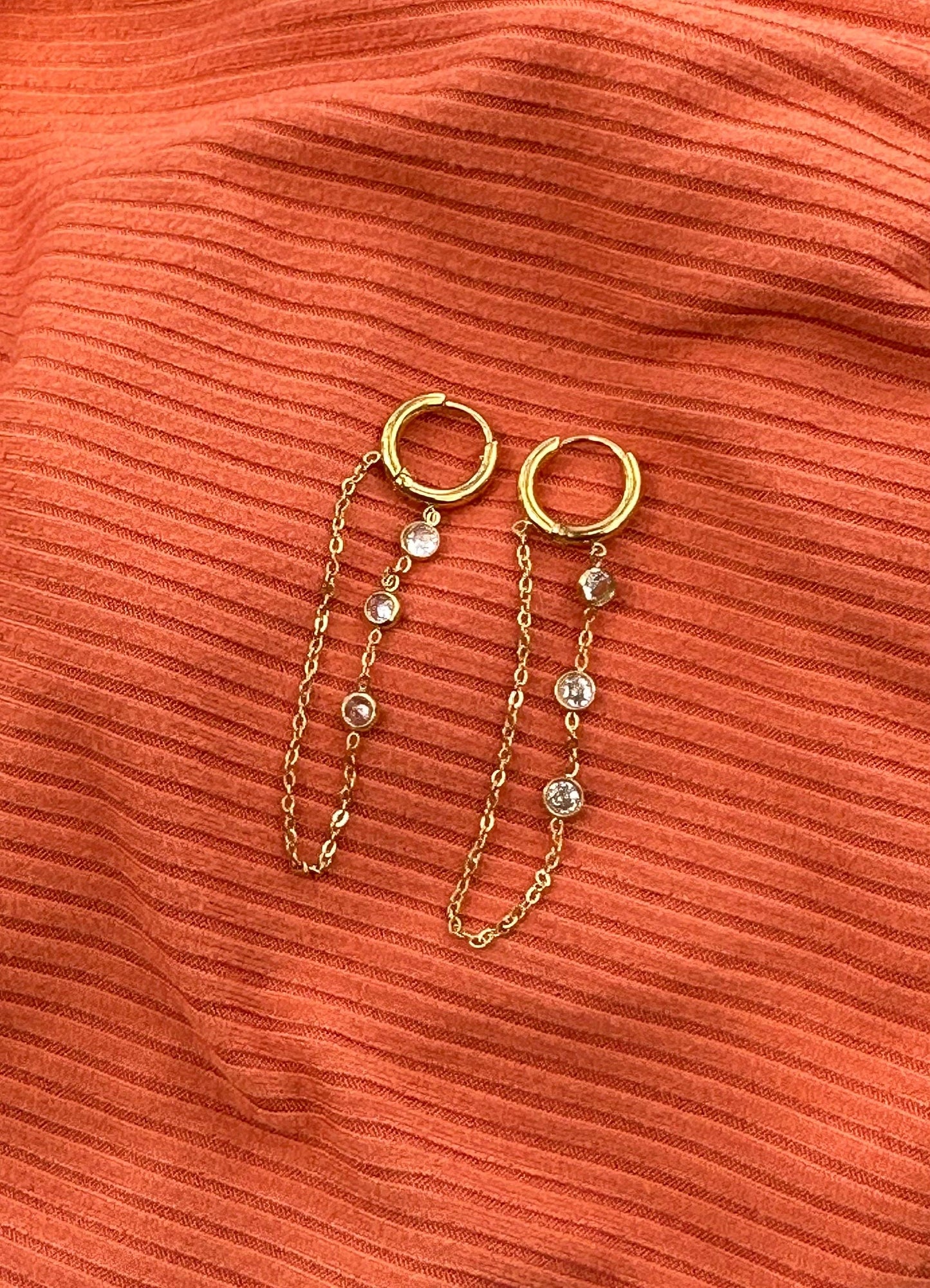 DIAMOND CASCADE HOOP EARRING