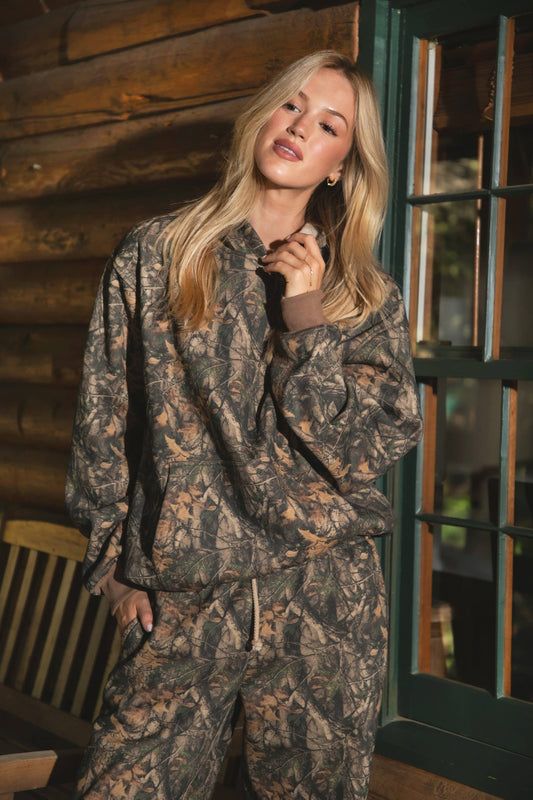 BAYOU Dark Woodland Camo Lounge Fleece Classic Hoodie