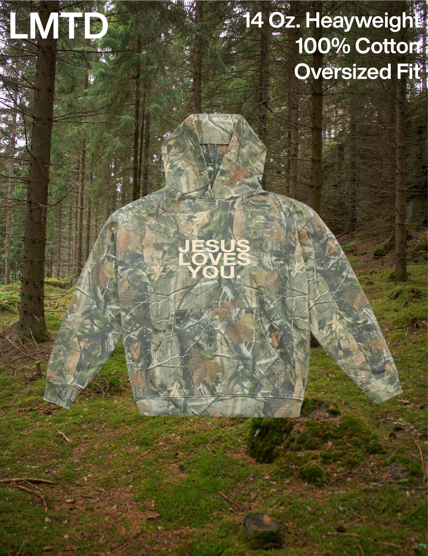 LMTD || Jesus Loves You Heavyweight Camo Hoodie ||