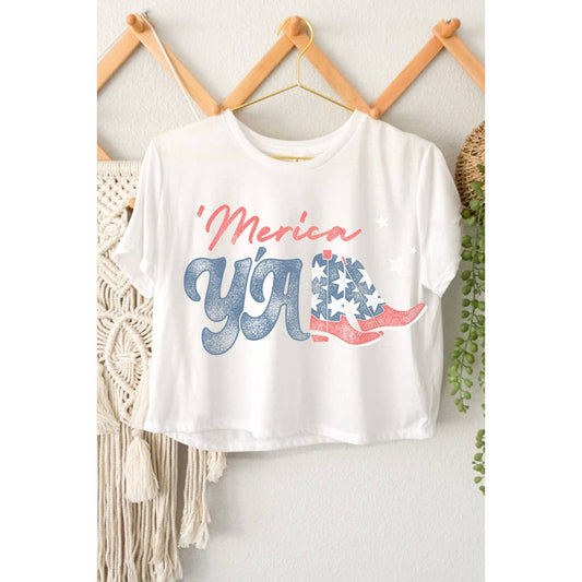 MERICA YALL GRAPHIC CROP TOP
