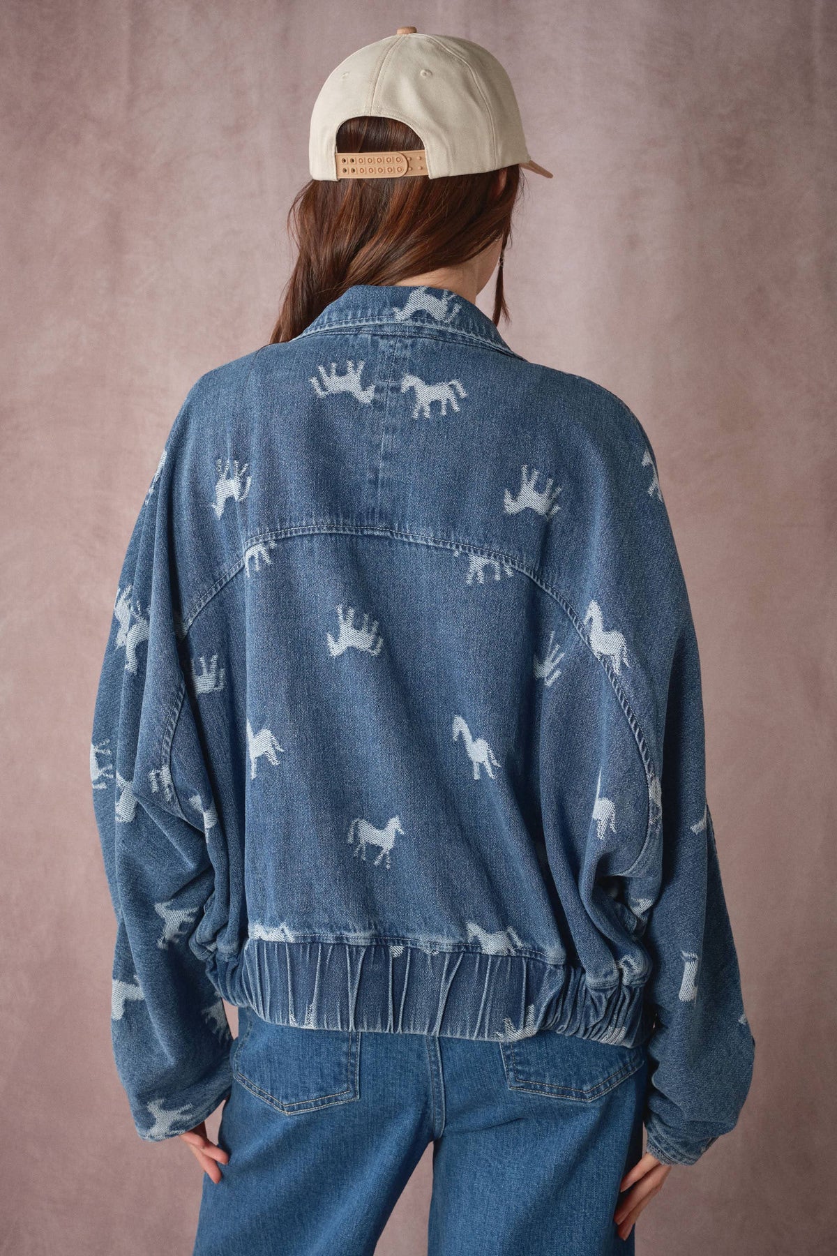 Western Horse Jacquard Denim Jacket