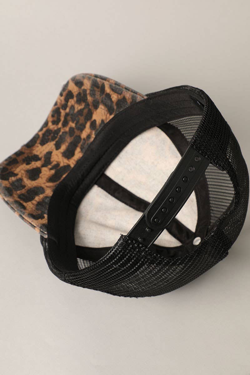Leopard Print Distressed Cap