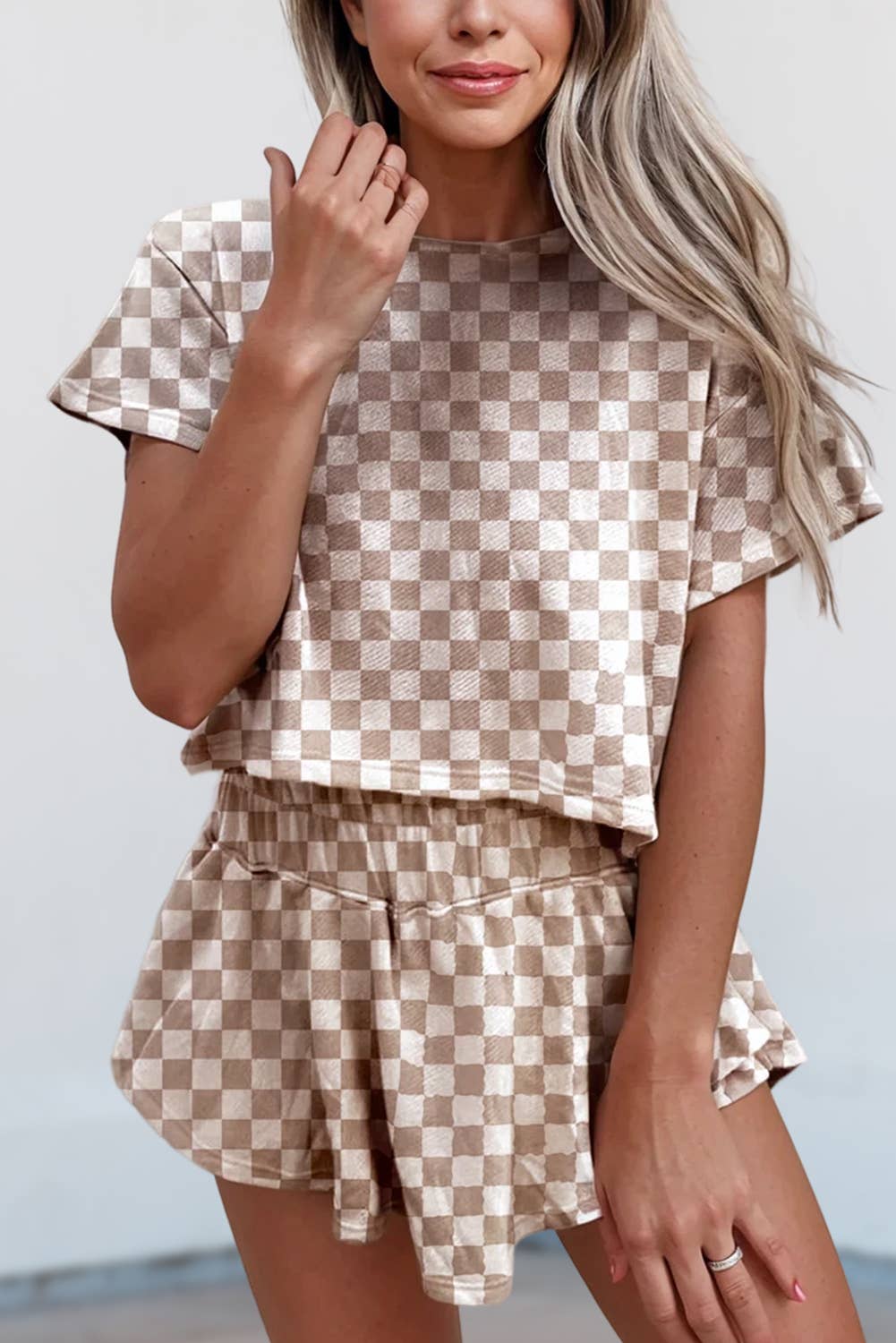Brittney Apricot Checkered Set