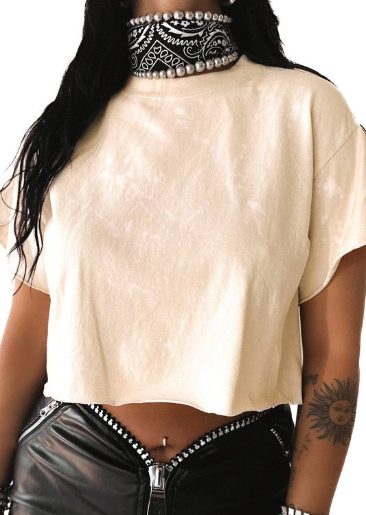 CROPPED PEBBY BASICS BLEACHED OUT IVORY TEE *COMING SOON*