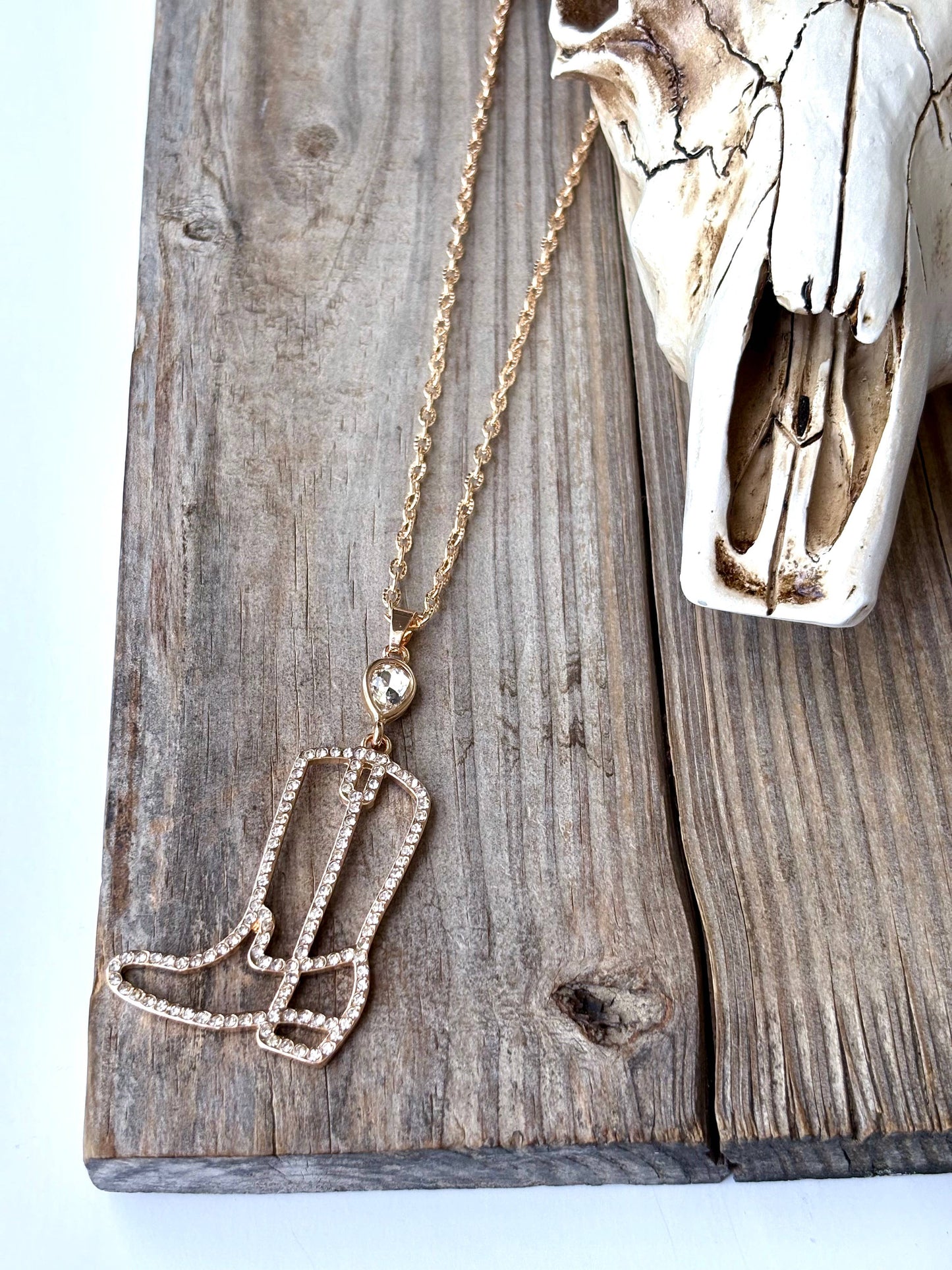 Western Style Rhinestone & Glass Stone Pendant Necklace