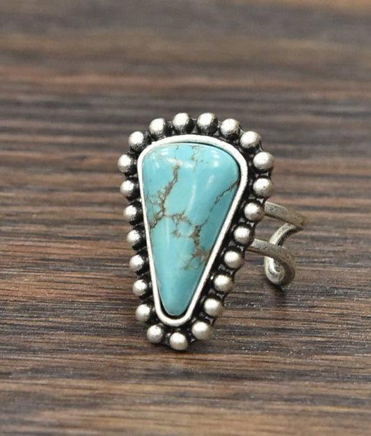 Long Turquoise Adjustable Ring