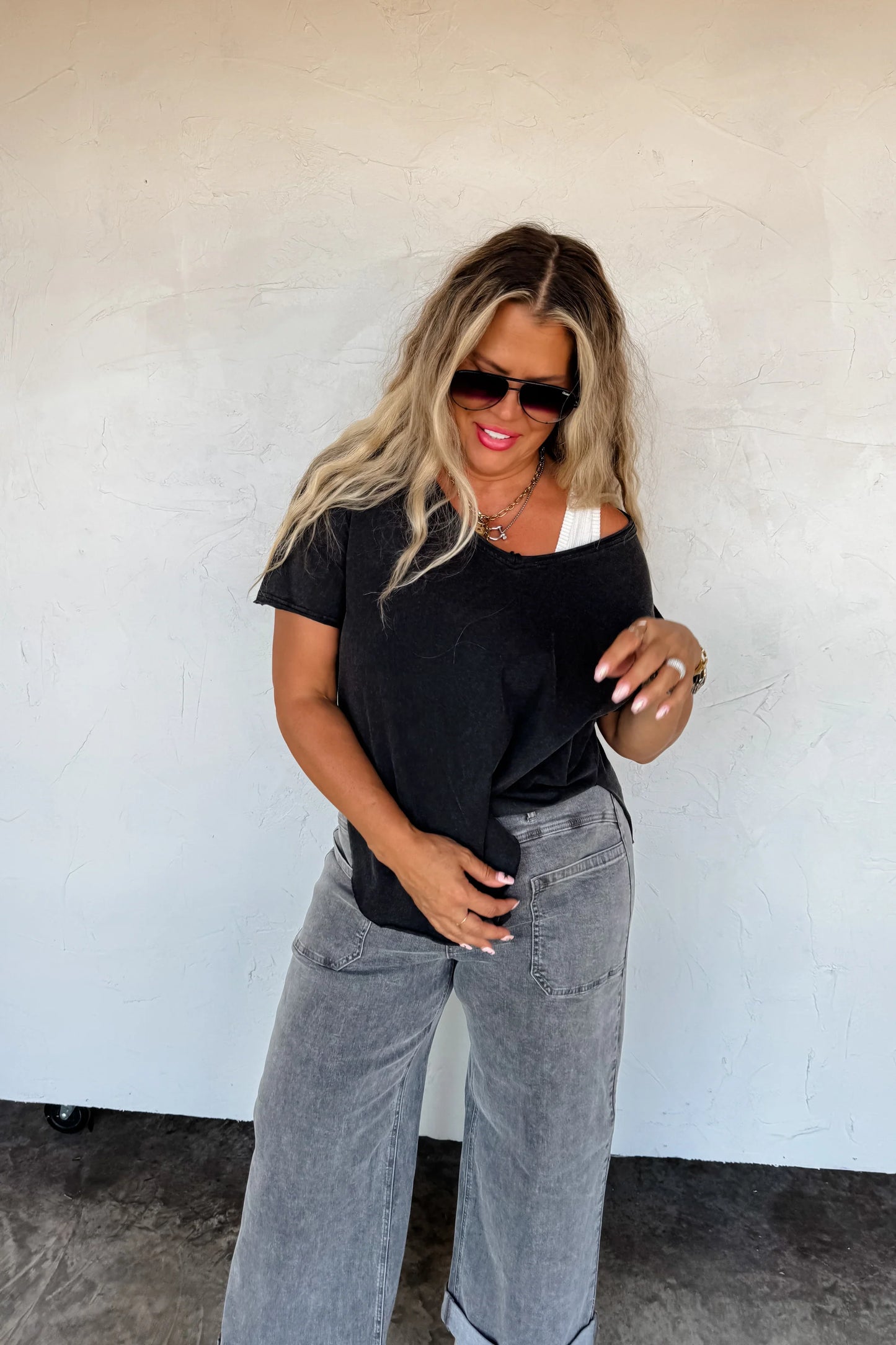 GREY CLOVER FRONT POCKET JEANS