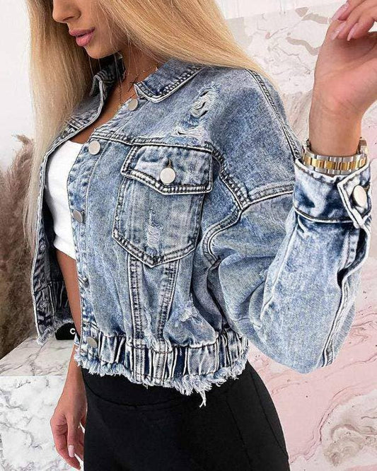 Ripped raw Cropped Denim