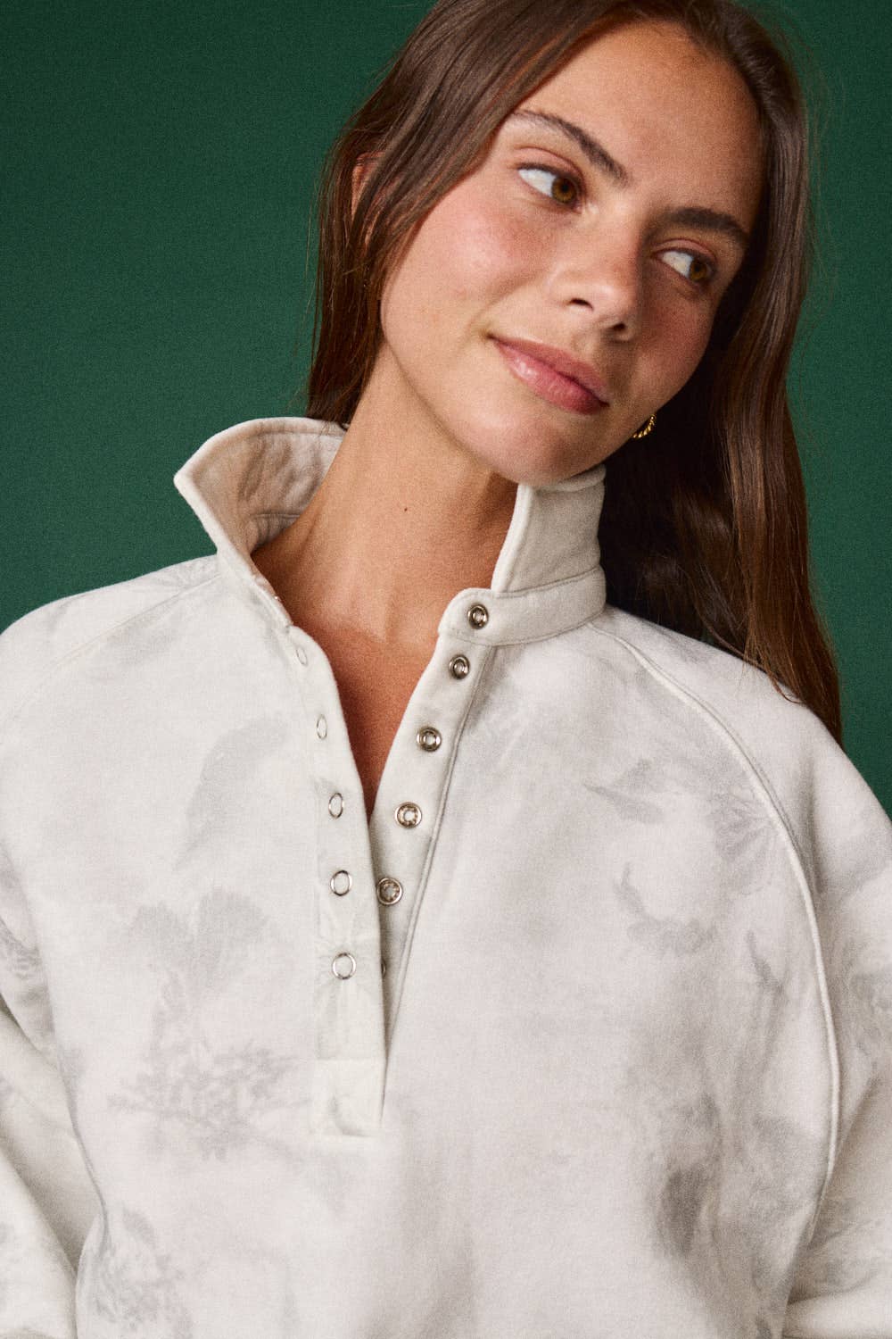 FLORAL PIPER SNAP BUTTON COLLARED SWEATER