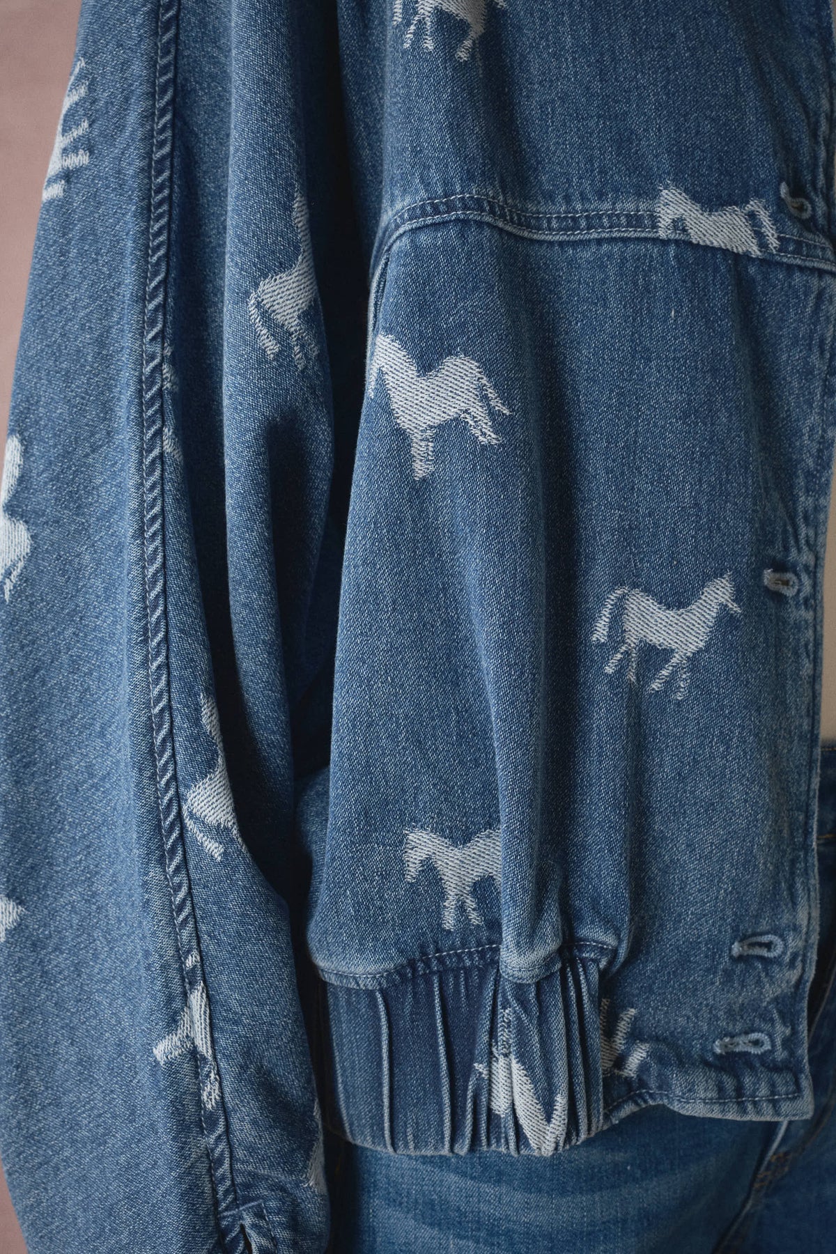 Western Horse Jacquard Denim Jacket