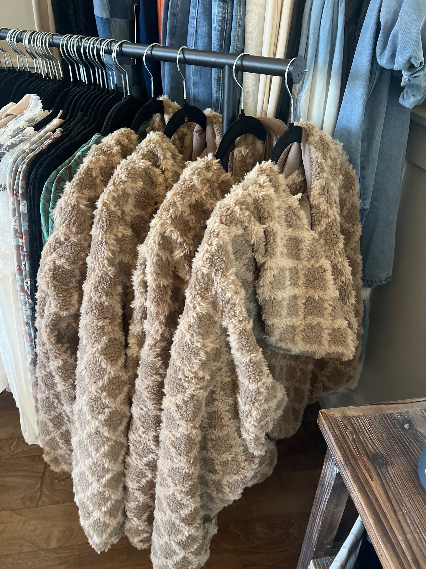Teddy Fur Mocha Crop Jacket