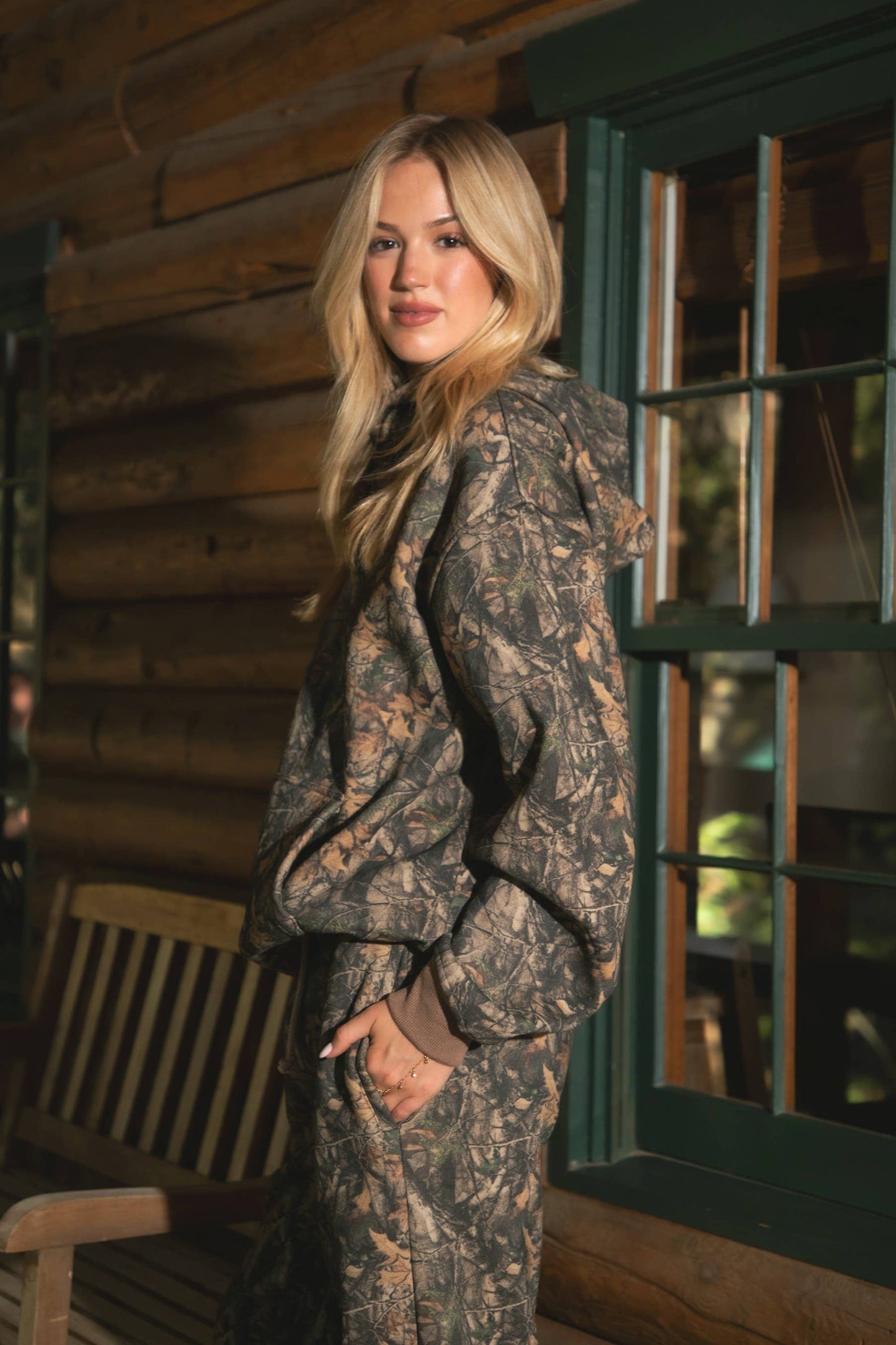 BAYOU Dark Woodland Camo Lounge Fleece Classic Hoodie