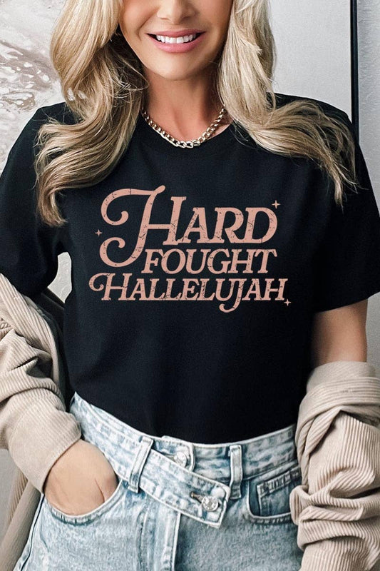 Hard Fought Hallelujah Black Graphic Tee