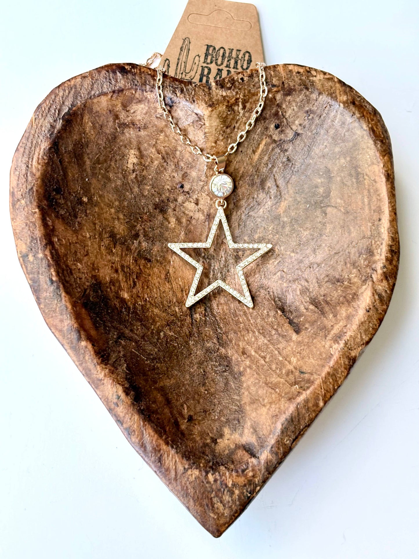 Western Style Rhinestone & Glass Stone Pendant Necklace