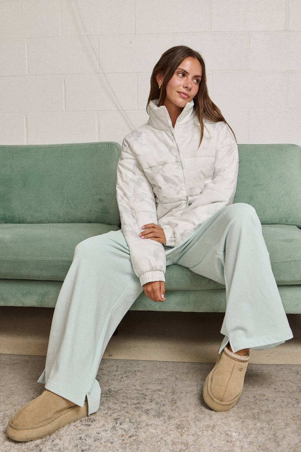 FLORAL ZIP UP PUFFER JACKET