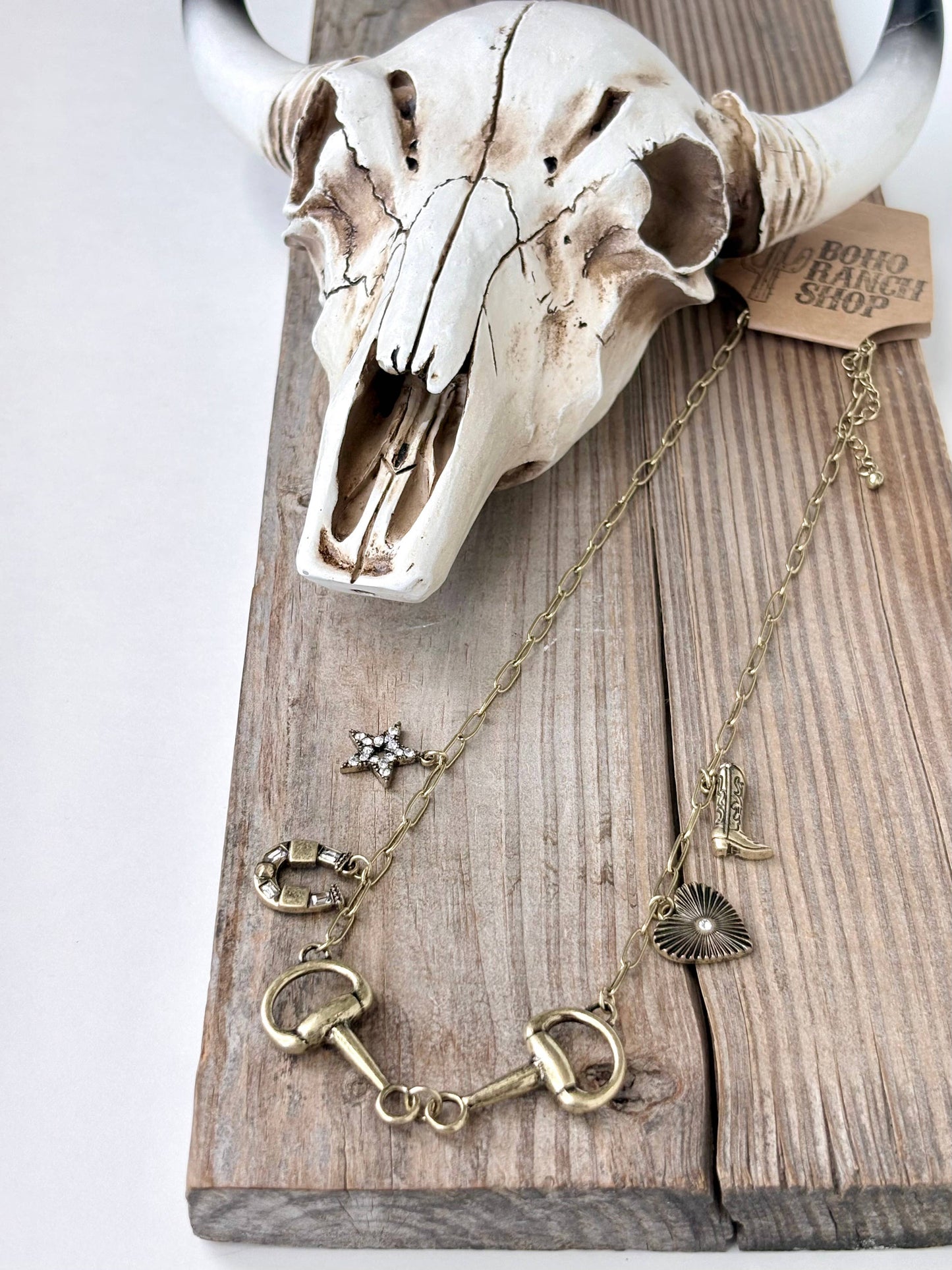 Western Charm & Horse Bit Pendant Necklace