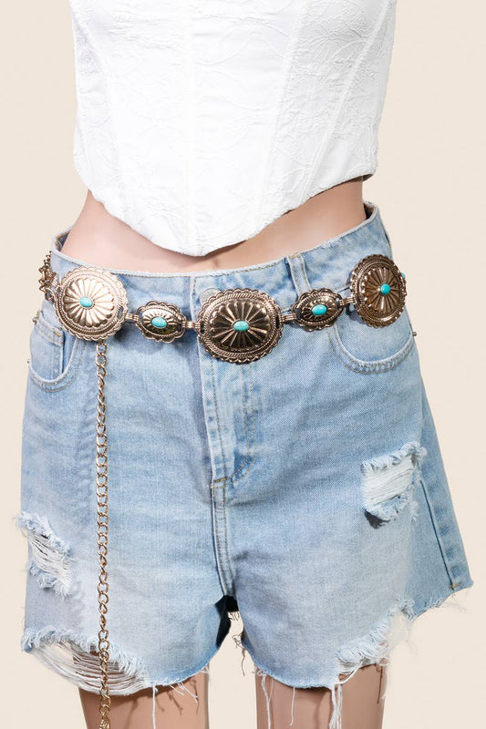 Flower Concho Disc Chain Belt