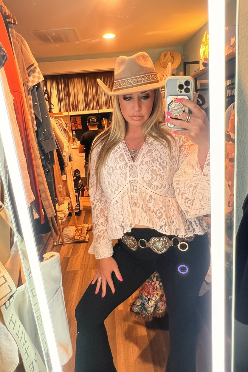 Prairie Angel Peplum Lace Blouse