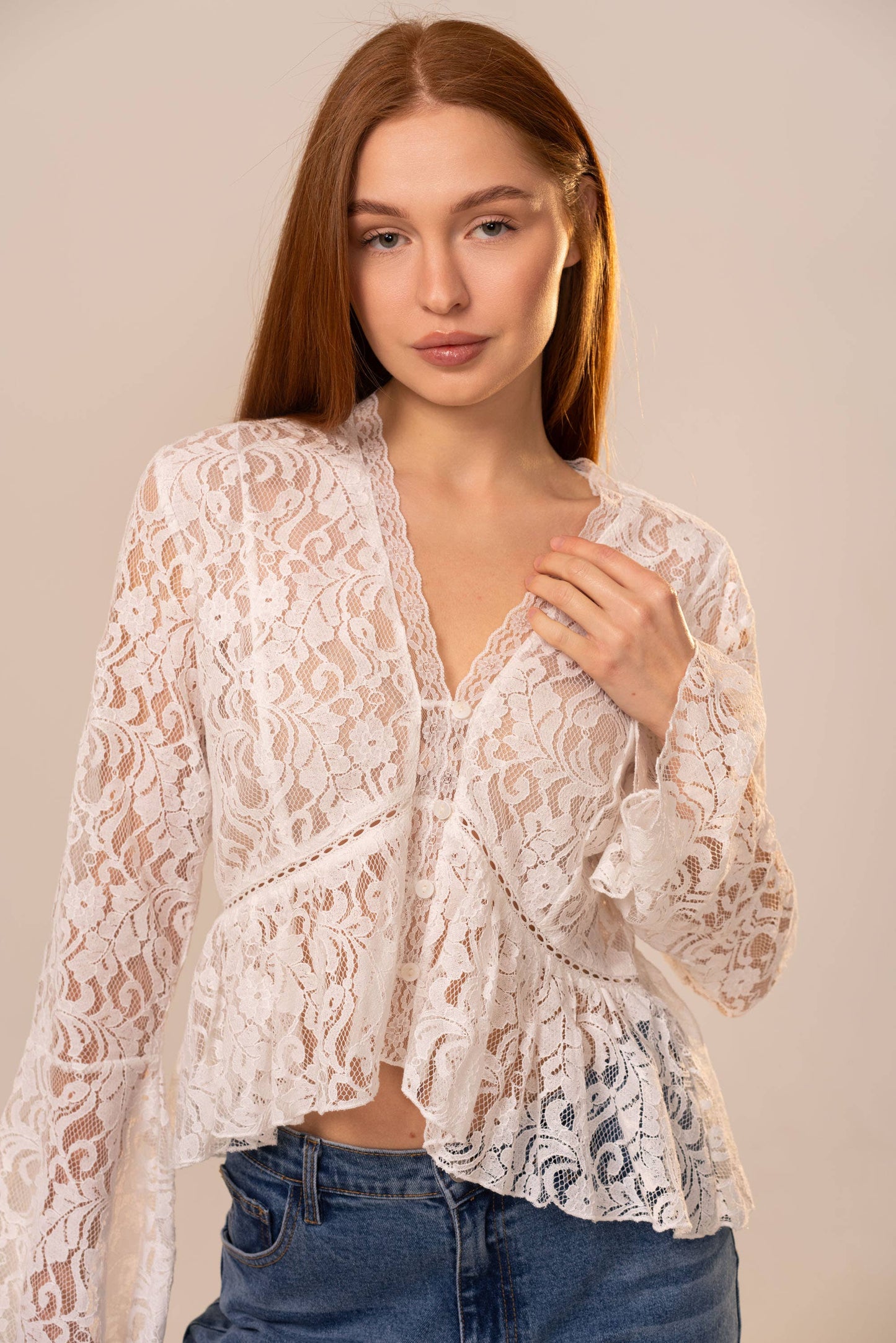 Prairie Angel Peplum Lace Blouse