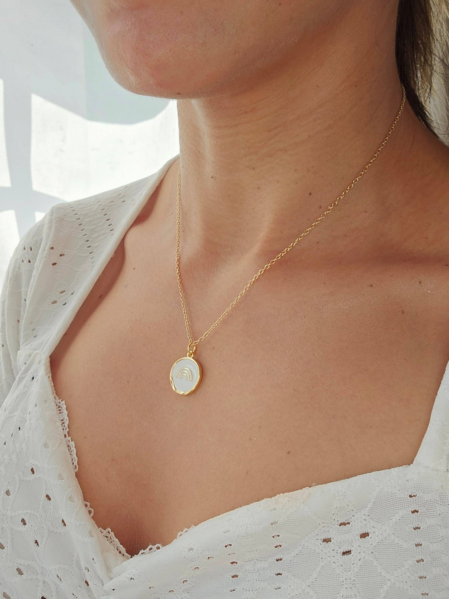 18K Gold Plated Rainbow Pendant Necklace