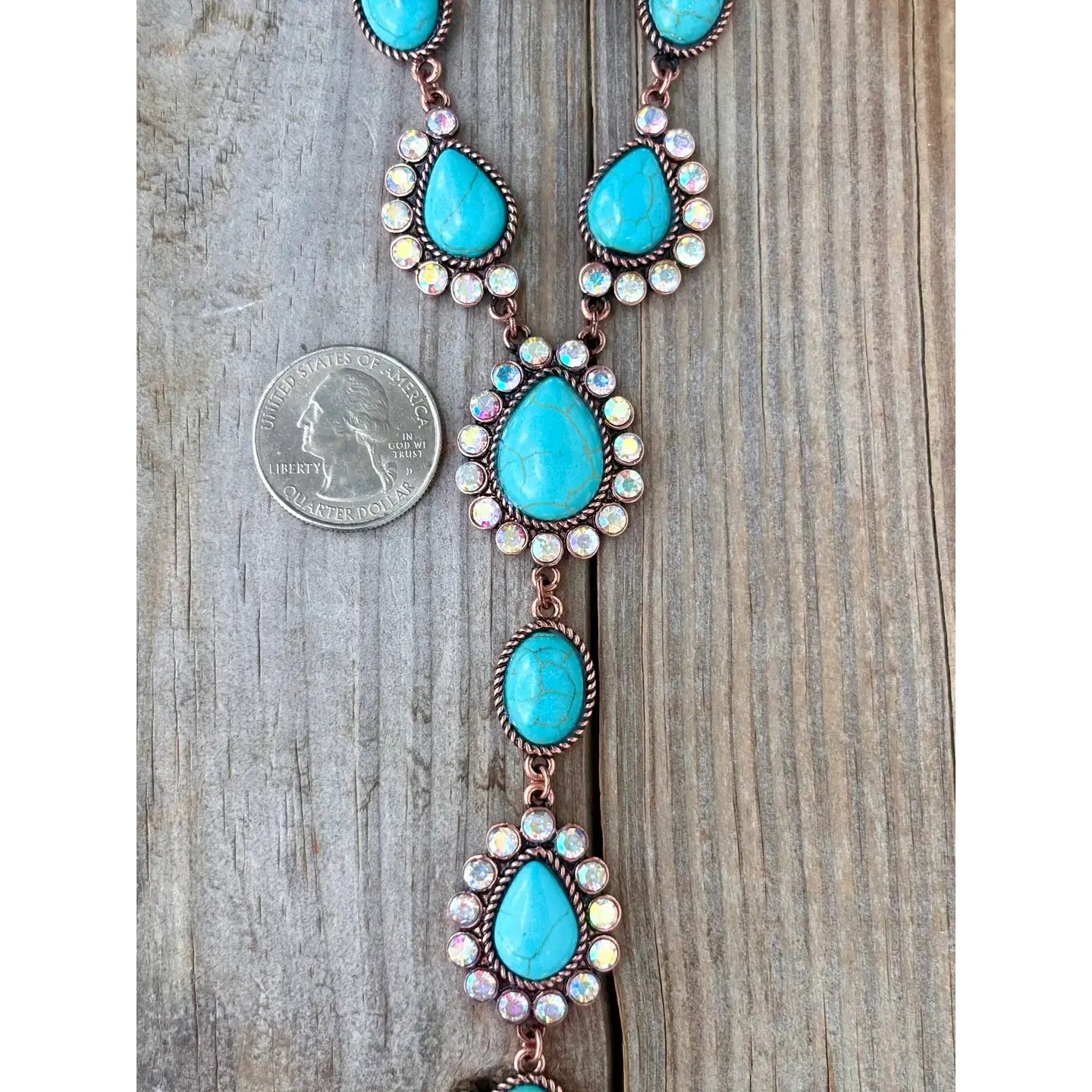 Western Turquoise Stone Y Necklace