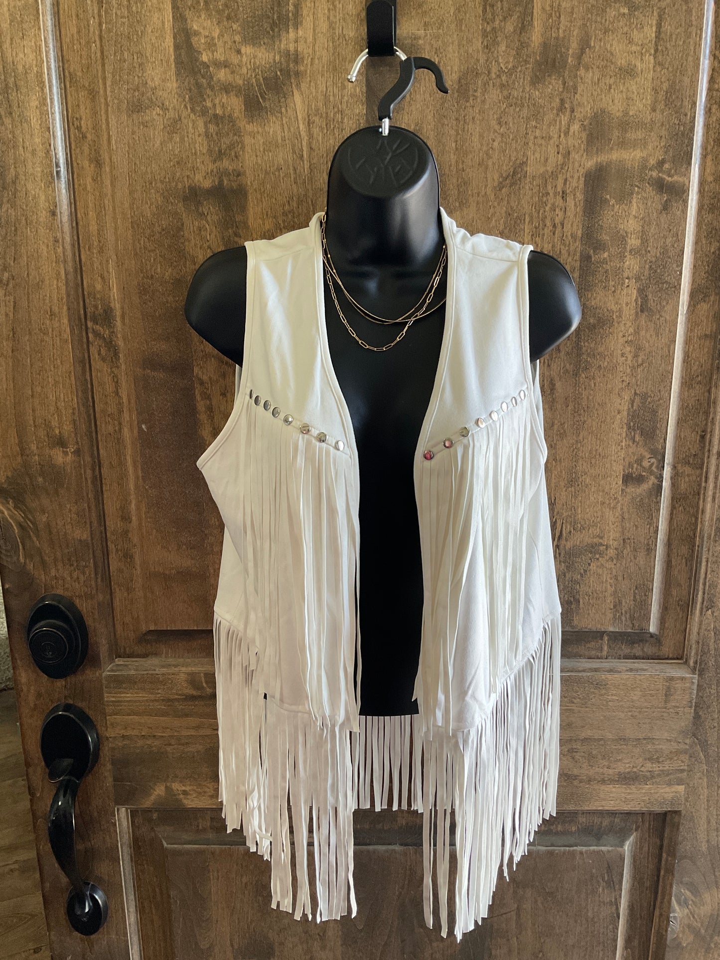 Studded Suede Fringe Vest