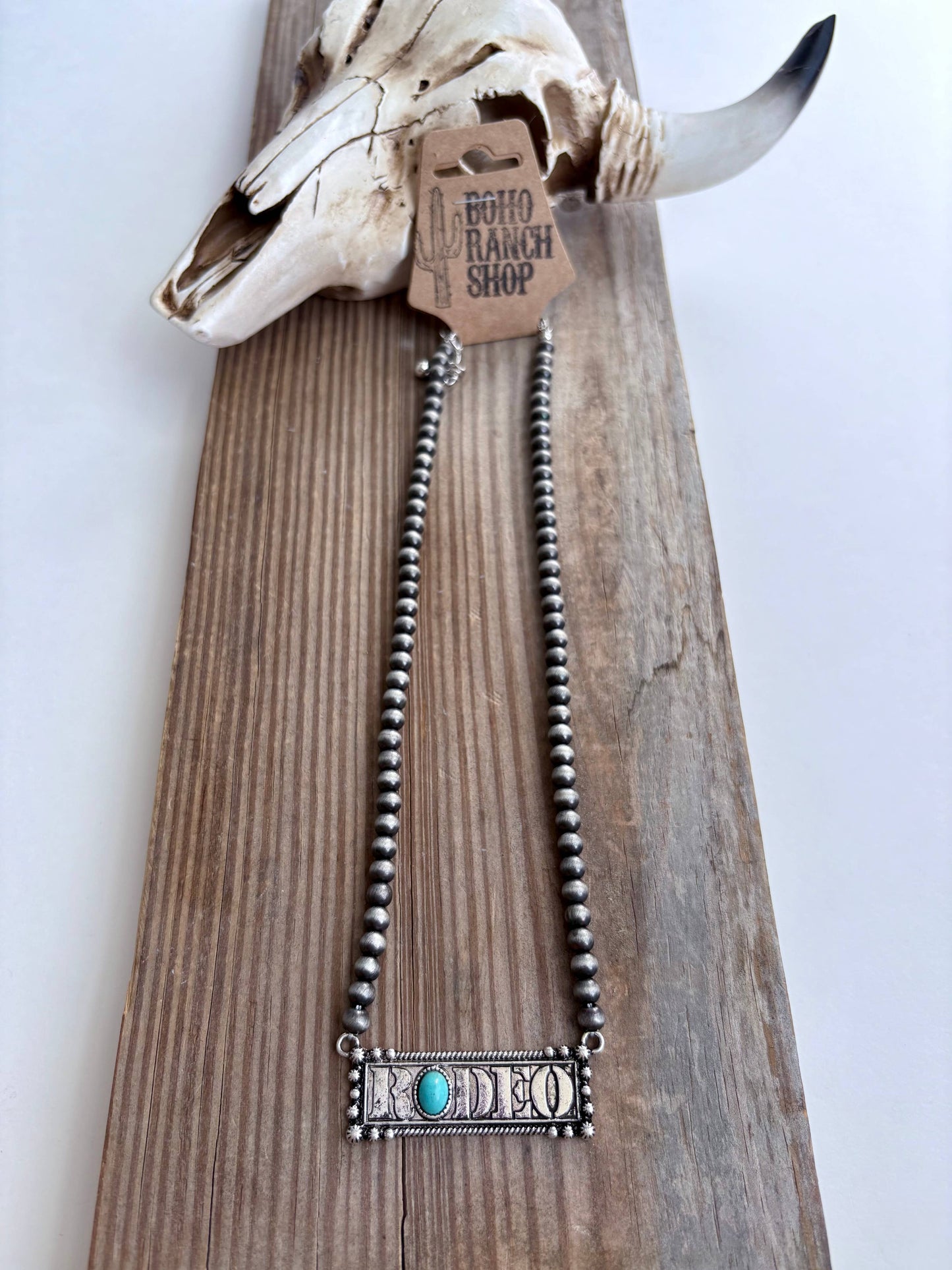 Western Bar Pendant Navajo Pearl Bead Necklace